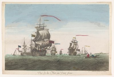 Vista del mare con navi e barche al vento da Jean François Daumont