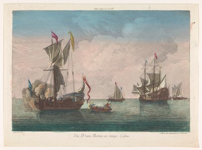 Vista marina con navi e barche in mare calmo da Jean François Daumont