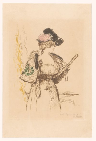 Dama con ventaglio da Jean François Raffaëlli (signed by artist)