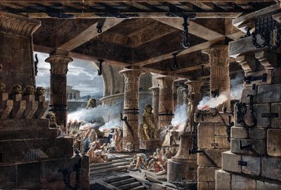 Fantasia architettonica - vista interna di un tempio egizio, 1803 da Jean François Thomas de Thomon