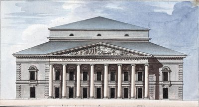 Facciata del Teatro Imperiale Bolshoi Kamenny di San Pietroburgo da Jean François Thomas de Thomon