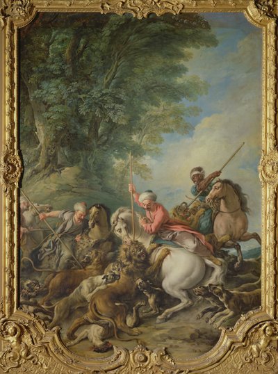 Turchi che cacciano leoni da Jean François de Troy