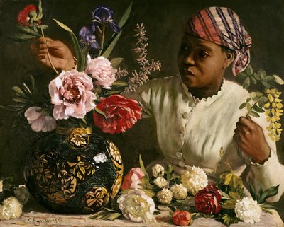 Donna nera con Peonie, 1870 da Jean Frederic Bazille