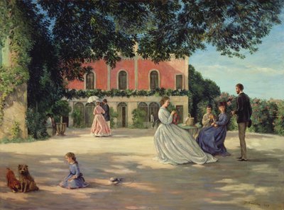 Riunione di famiglia sulla terrazza a Meric da Jean Frederic Bazille