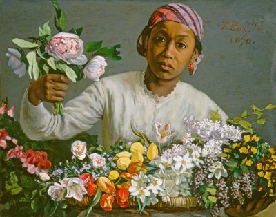 Giovane donna con peonie, 1870 da Jean Frederic Bazille