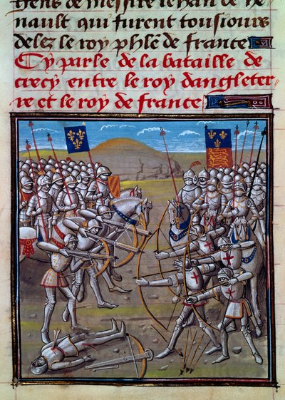 Battaglia di Crecy, miniatura dalle Cronache di Froissart di Jean Froissart da Jean Froissart