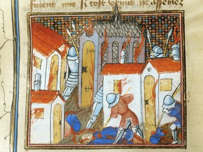 Gli inglesi incendiano la città di San Lo ... da Jean Froissart