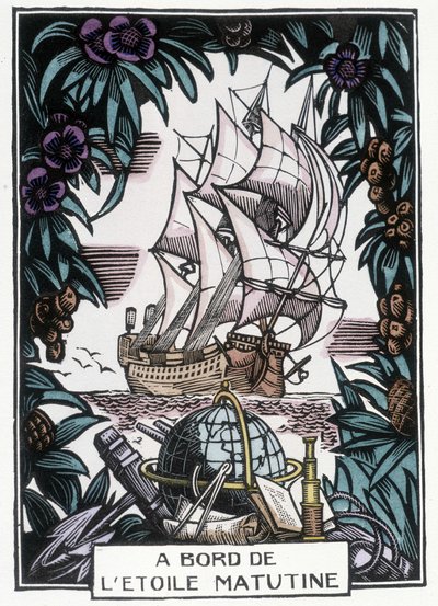 Nave in mare: Illustrazione di Jean-Gabriel Daragnes per il libro 