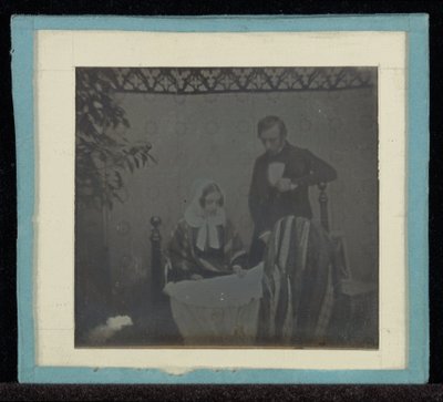 Ritratto di M. & Mme. Eynard accanto a una culla da Jean Gabriel Eynard