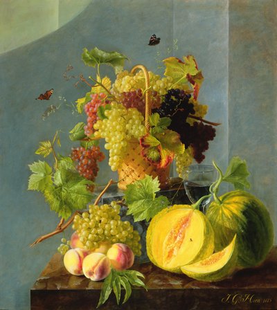Natura morta con cesto di uva e meloni, 1815 da Jean Georges Hirn