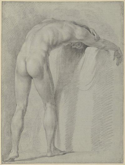 Nudo maschile in piedi, piegato in avanti, visto da dietro da Jean Grandjean