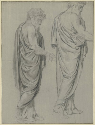 Due studi di drappeggio di un uomo che cammina, verso destra da Jean Grandjean