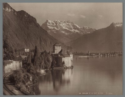 Castello di Chillon sul Lago di Ginevra, in lontananza i Dents du Midi da Jean Henri Jullien
