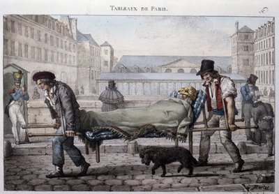 Antico mestiere delle strade di Parigi: il povero paziente portato all