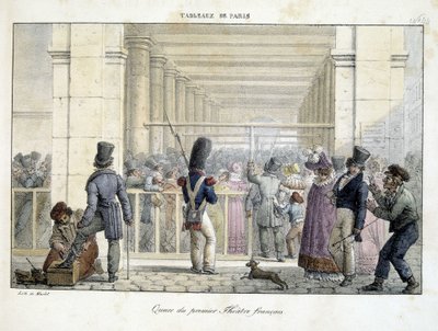 Fila al Primo Teatro Francese - litografia di Marlet, in "Tableaux de Paris" da Jean Henri Marlet