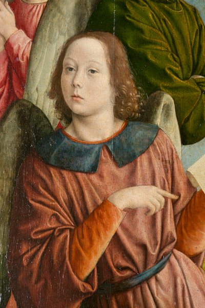 Un angelo, dettaglio. Trittico del maestro di Moulins da Jean Hey