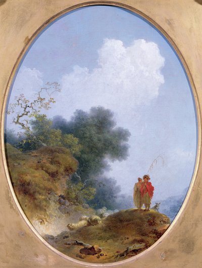 Un Pastore Suona il Flauto mentre una Contadina Ascolta da Jean Honore Fragonard