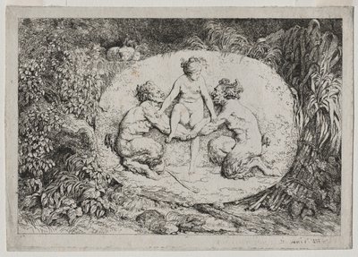 Baccanali: Ninfa Sostenuta da Due Satiri da Jean Honore Fragonard