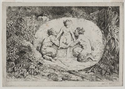 Baccanali: Ninfa Sostenuta da Due Satiro da Jean Honore Fragonard