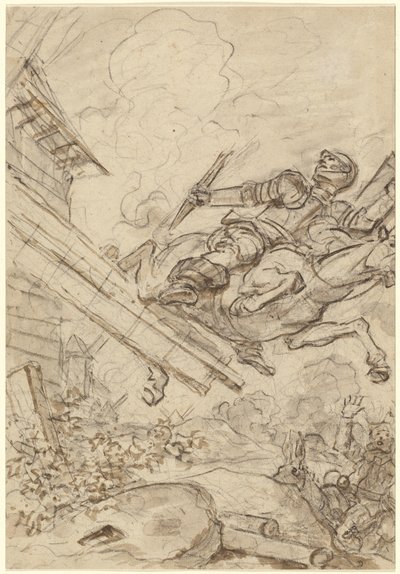 Don Chisciotte attacca il mulino a vento da Jean Honore Fragonard