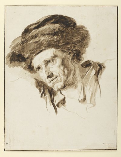 Testa di uomo con cappello di pelliccia, 1774 da Jean Honore Fragonard