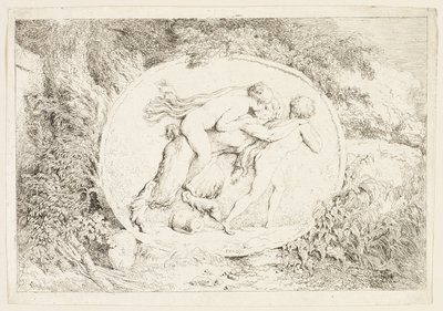Ninfa in groppa a un satiro, da Baccanali, o giochi dei satiri da Jean Honore Fragonard