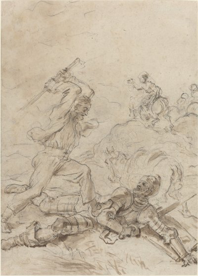 Il Mulattiere Attacca Don Chisciotte mentre Giace Indifeso a Terra da Jean Honore Fragonard
