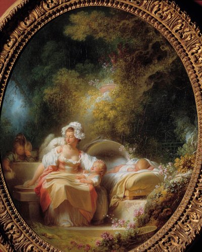 La buona madre Una giovane madre circondata dai suoi figli in un giardino. Dipinto di Jean Honore Fragonard (1732-1806) da Jean Honore Fragonard
