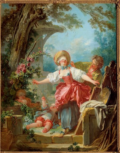 Due giovani che giocano. Dipinto di Jean Honore Fragonard da Jean Honore Fragonard