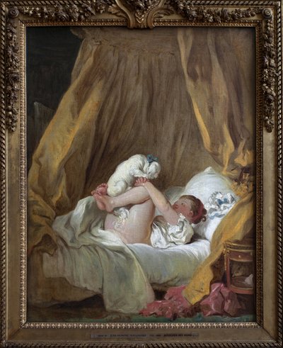 Giovane ragazza con un cane da Jean Honore Fragonard