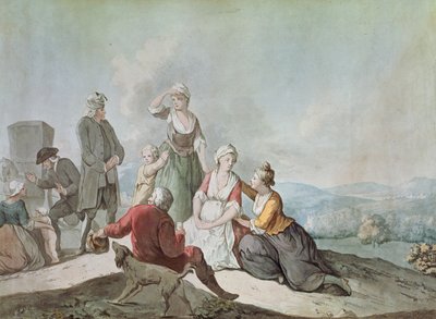 Voltaire che conversa con i contadini a Ferney da Jean Huber