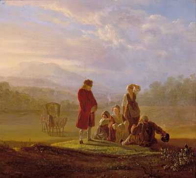 Voltaire che conversa con i contadini a Ferney da Jean Huber