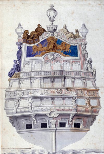 Decorazione della poppa della nave Le Soleil Royal da Jean I  Berain
