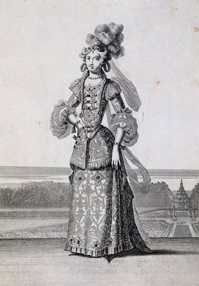 Costumi da balletto femminile, incisione di Jean Berain il Vecchio, Francia da Jean I  Berain
