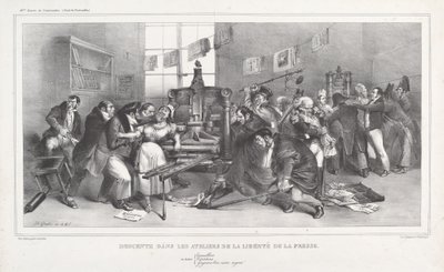 Discesa negli atelier della Libertà di stampa da Jean Ignace Isidore Grandville, and Auguste Desperet