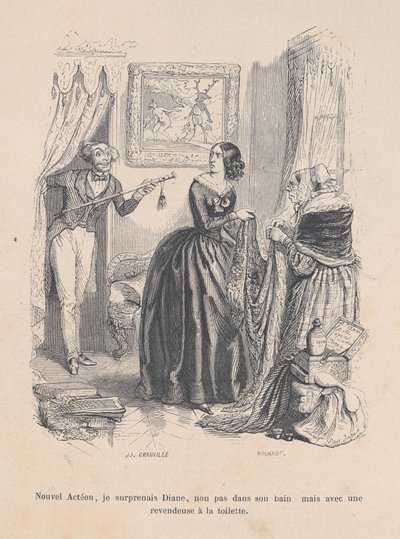 Come il nuovo Atteone, ho sorpreso Diana, non nel suo bagno ma con un mercante nel bagno. ..., 1843 da Jean Ignace Isidore Gérard