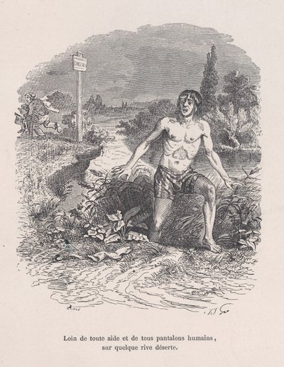 Lontano da ogni aiuto e senza pantaloni, su qualche spiaggia deserta dalle Piccole Miserie di H..., 1843 da Jean Ignace Isidore Gérard