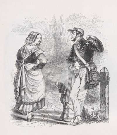 Il cacciatore e la lattaia da Le opere complete di Béranger da Jean Ignace Isidore Gérard