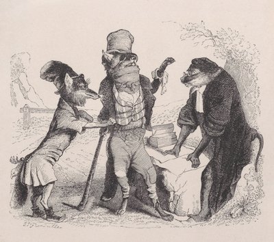 Il lupo che supplica contro la volpe, davanti alla scimmia da Jean Ignace Isidore Gérard