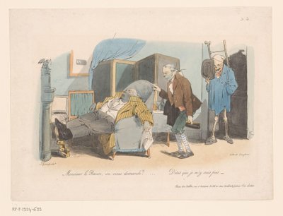Il barone viene preso da un becchino e dalla Morte (Reis naar de eeuwigheid) da Jean Ignace Isidore Gérard Grandville