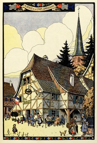 Il paradiso tricolore; Auberge de la carp a Dannemarie 1917 da Jean Jacques (1873 1951) Waltz