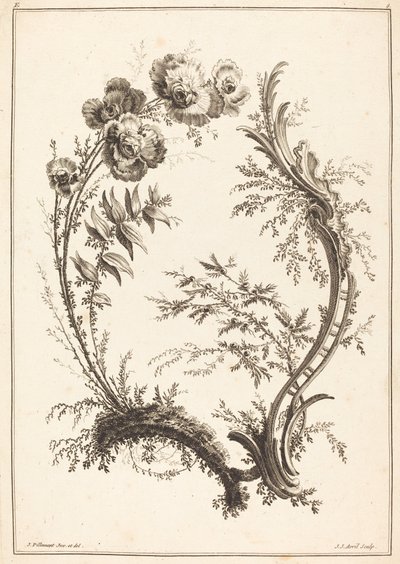 Ornamento con fiori da Jean Jacques Avril I after Jean Baptiste Pillement