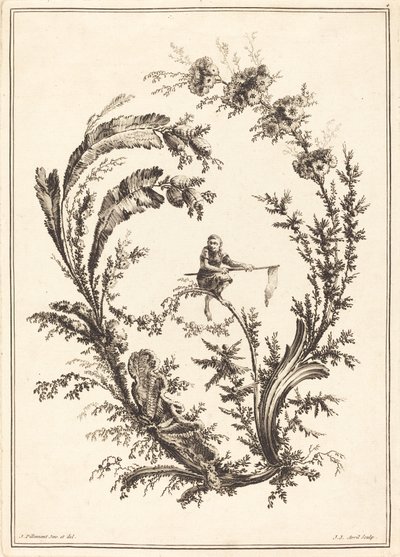 Ornamento con una scimmia da Jean Jacques Avril I after Jean Baptiste Pillement
