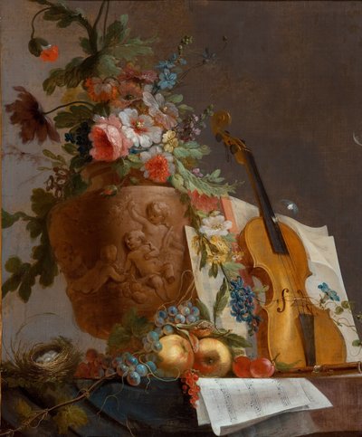 Natura morta con fiori e violino, c. 1750 da Jean Jacques Bachelier