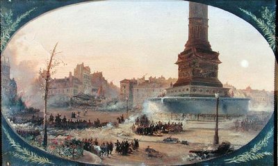 Veduta di Place de la Bastille e della Barricata a Faubourg Saint-Antoine, 25 giugno 1848 da Jean Jacques Champin