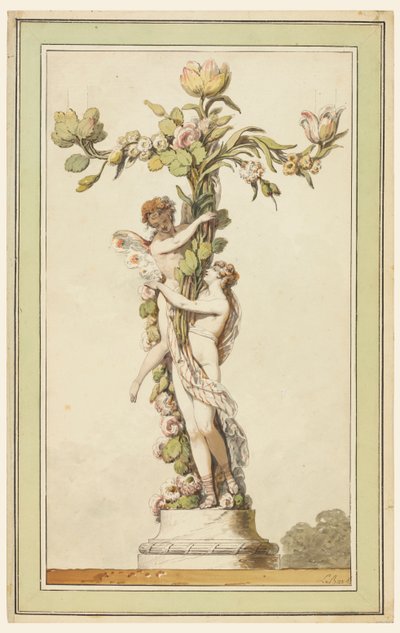 Design per un Candelabro di Porcellana da Jean Jacques Francois Le Barbier