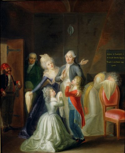 Addio a Luigi XVI dalla sua famiglia nel Tempio, 20 gennaio 1793 da Jean Jacques Hauer
