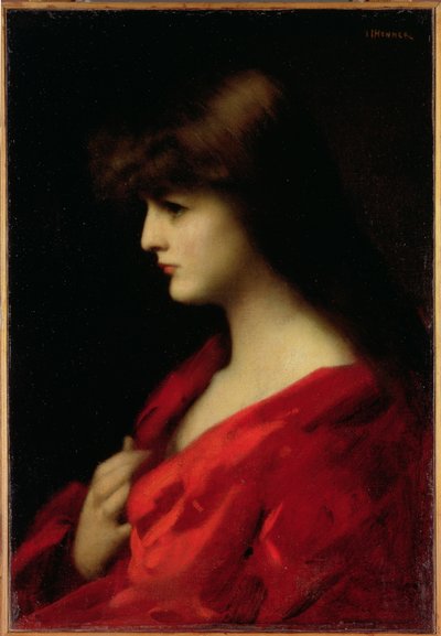 Studio di una donna in rosso da Jean Jacques Henner