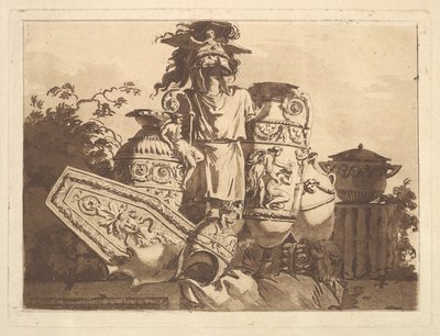 Composizione con antichità, da Recueil de Compositions par Lagrenée Le Jeune Colle..., 1782-84 da Jean Jacques Lagrenee