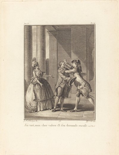 Ho torto, mio caro Valère, e te ne chiedo scusa da Jean Jacques Le Veau after Jean Michel Moreau